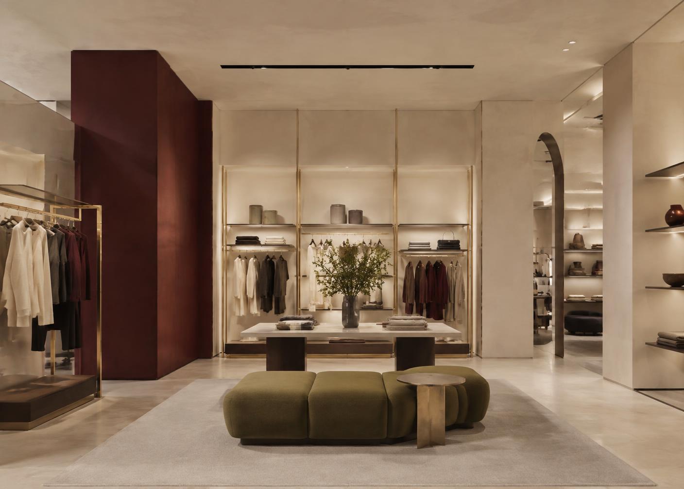 Estudo visual de interior comercial contemporâneo